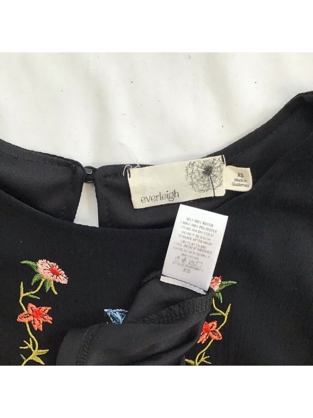 Everleigh Women Black Floral Embroidered Fun Mini Dress XS - Picture 14 of 14